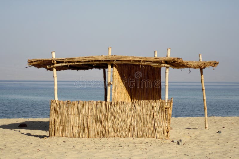 Reed hut on beach, red sea