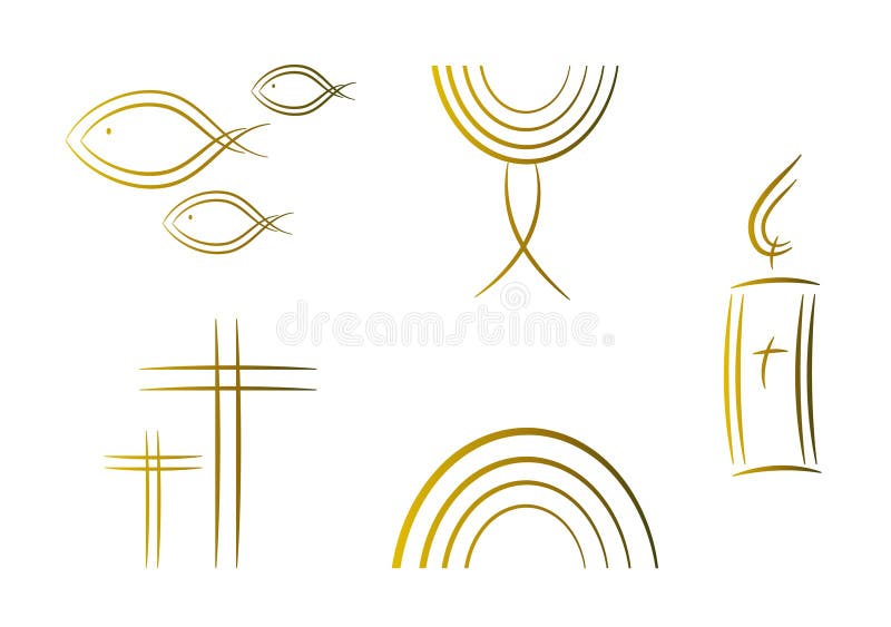 Reeks abstracte godsdienstige symbolen (goud) vector illustratie Reeks abstracte godsdienstige symbolen (goud) vector illustratie