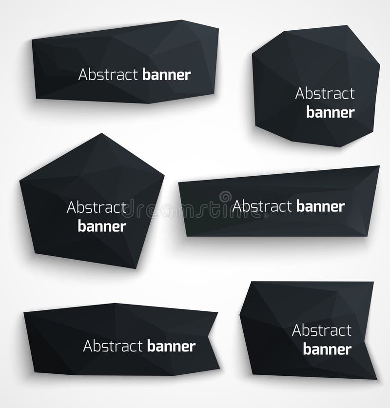 Reeks abstracte zwarte banners, modern stijlontwerp royalty-vrije illustratie Reeks abstracte zwarte banners, modern stijlontwerp royalty-vrije illustratie