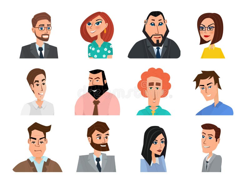 Reeks avatar pictogrammen De Vector van het bedrijfsbeeldverhaalconcept royalty-vrije illustratie Reeks avatar pictogrammen De Vector van het bedrijfsbeeldverhaalconcept royalty-vrije illustratie