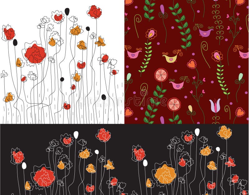 Set of banners with poppy patterns. Set of banners with poppy patterns