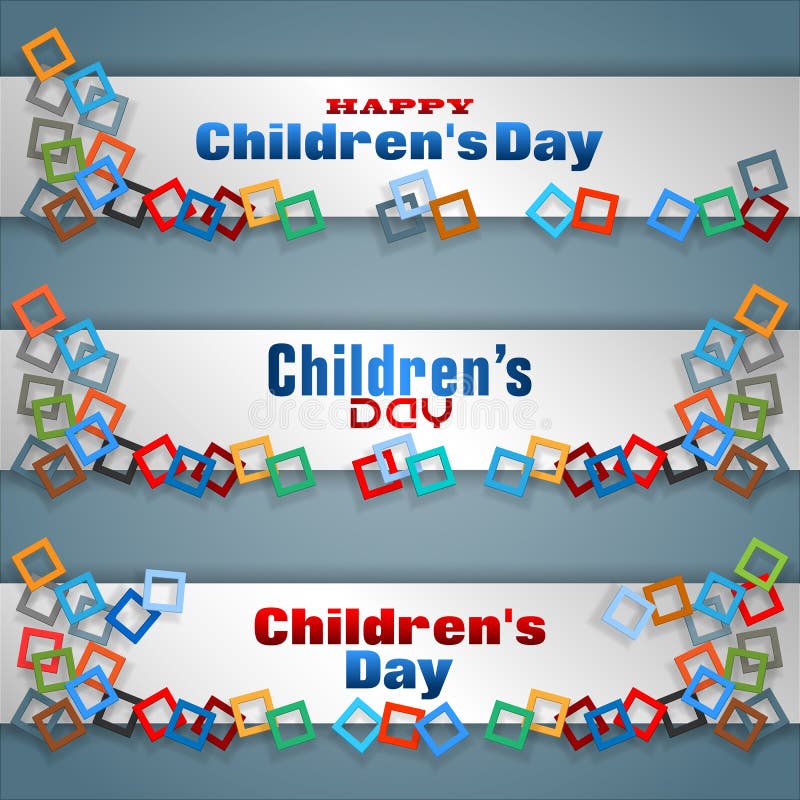 Reeks banners voor de viering van de Kinderen` s dag vector illustratie Reeks banners voor de viering van de Kinderen` s dag vector illustratie
