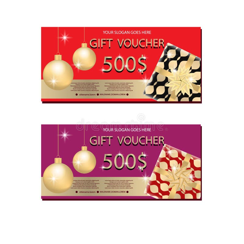 Reeks bons van de luxegift met gouden linten, bogen, giftdoos en Cristmas-ballen Elegant malplaatje voor de kaart van de vakantie royalty-vrije illustratie Reeks bons van de luxegift met gouden linten, bogen, giftdoos en Cristmas-ballen Elegant malplaatje voor de kaart van de vakantie royalty-vrije illustratie