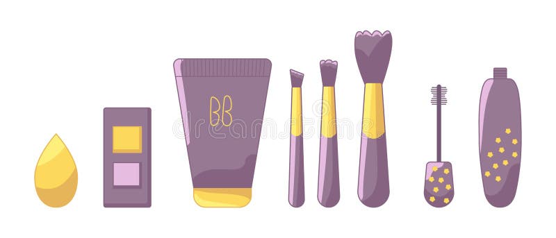 Reeks decoratieve schoonheidsmiddelen voor dagelijkse make-up vector illustratie Reeks decoratieve schoonheidsmiddelen voor dagelijkse make-up vector illustratie