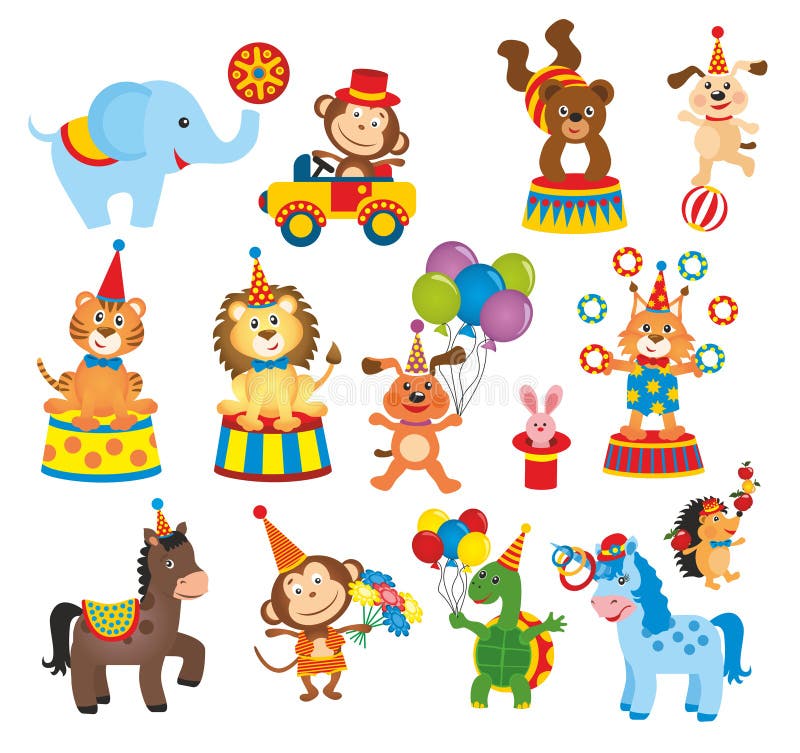 Reeks dieren in circus vector illustratie Reeks dieren in circus vector illustratie