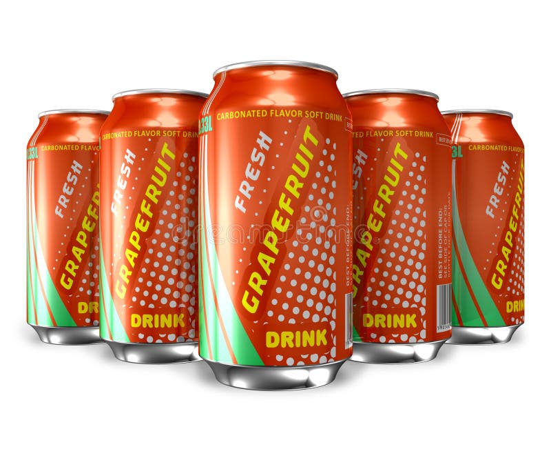 Reeks dranken van de grapefruitsoda in metaalblikken vector illustratie Reeks dranken van de grapefruitsoda in metaalblikken vector illustratie
