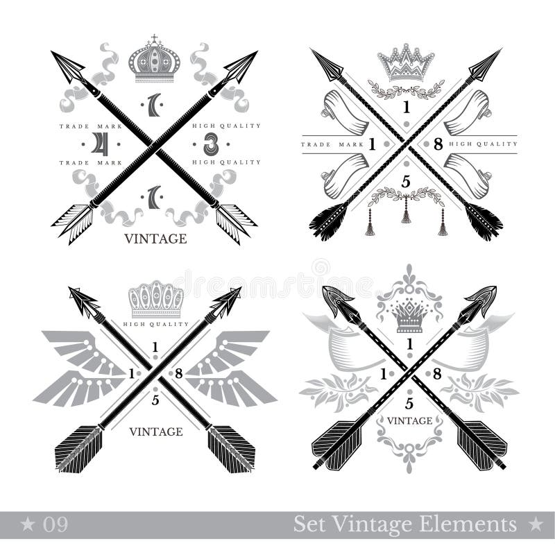 Reeks dwarspijlen met decoratief element Malplaatjes van de Hipster de uitstekende stijl voor zaken, etiketten, emblemen, identit royalty-vrije illustratie Reeks dwarspijlen met decoratief element Malplaatjes van de Hipster de uitstekende stijl voor zaken, etiketten, emblemen, identit royalty-vrije illustratie