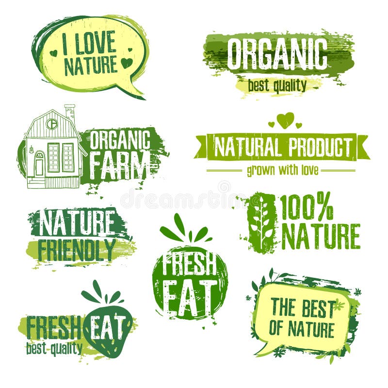 Reeks emblemen, zegels, kentekens, etiketten voor natuurlijk royalty-vrije illustratie Reeks emblemen, zegels, kentekens, etiketten voor natuurlijk royalty-vrije illustratie