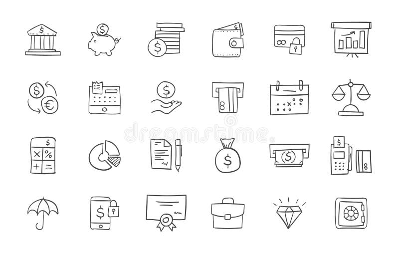 Reeks financiën en bankwezenpictogrammen royalty-vrije illustratie Reeks financiën en bankwezenpictogrammen royalty-vrije illustratie