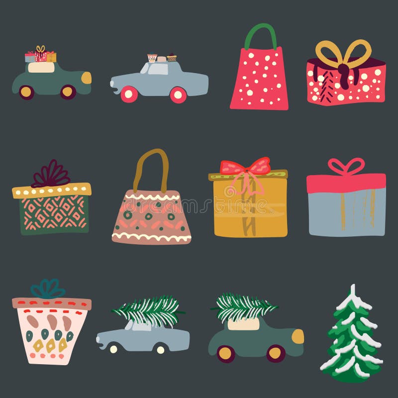 Reeks giftpictogrammen op zwarte achtergrond stock illustratie Reeks giftpictogrammen op zwarte achtergrond stock illustratie
