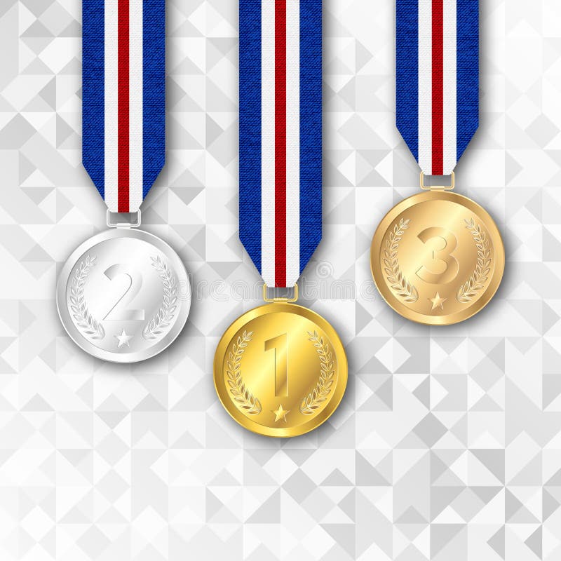 Reeks goud, zilver en bronstoekenningsmedailles royalty-vrije illustratie Reeks goud, zilver en bronstoekenningsmedailles royalty-vrije illustratie