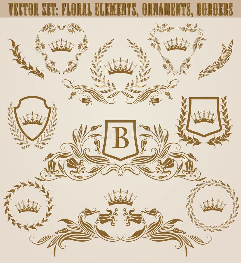 Reeks gouden monogrammen royalty-vrije illustratie Reeks gouden monogrammen royalty-vrije illustratie