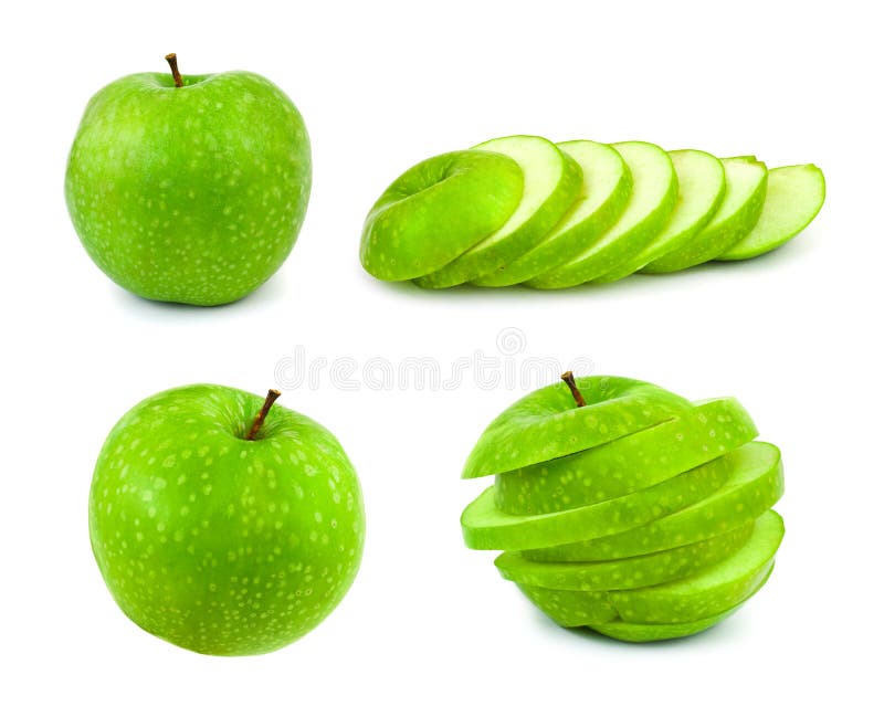 Set groene appels stock afbeelding
