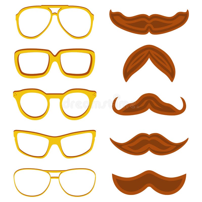 Reeks hipster nerd glazen en modieuze die snorren op wit worden geïsoleerd royalty-vrije illustratie Reeks hipster nerd glazen en modieuze die snorren op wit worden geïsoleerd royalty-vrije illustratie