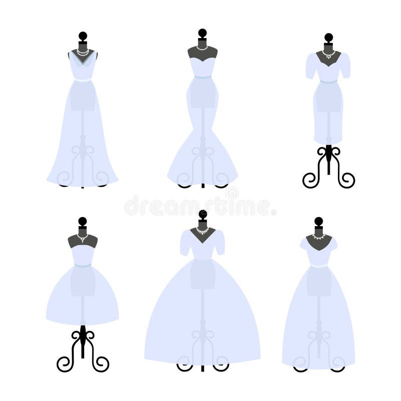 Reeks huwelijkskleding Maniertoga's op ledenpoppen vector illustratie Reeks huwelijkskleding Maniertoga's op ledenpoppen vector illustratie
