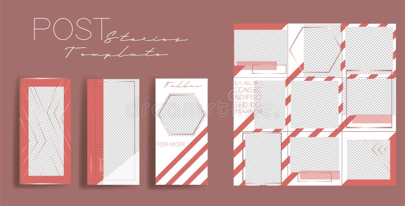 Reeks instagrammalplaatjes Ontwerpachtergronden voor sociale media banner Reeks Instagram-malplaatjes van het verhalenkader royalty-vrije illustratie Reeks instagrammalplaatjes Ontwerpachtergronden voor sociale media banner Reeks Instagram-malplaatjes van het verhalenkader royalty-vrije illustratie
