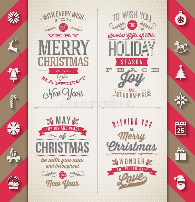 Reeks Kerstmistype ontwerpen vector illustratie Reeks Kerstmistype ontwerpen vector illustratie