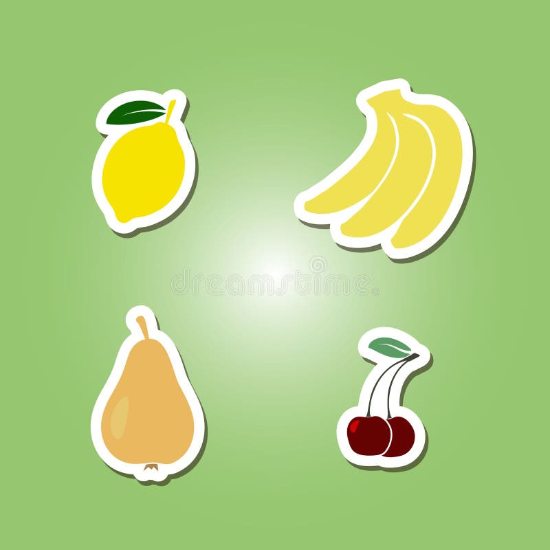 Reeks kleurenpictogrammen met vruchten stock illustratie Reeks kleurenpictogrammen met vruchten stock illustratie