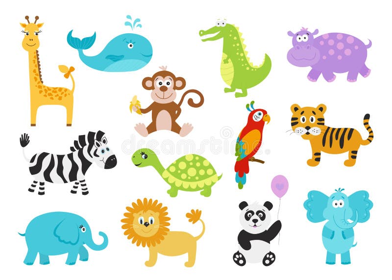 Reeks leuke beeldverhaaldieren voor babykleren, alfabetkaarten royalty-vrije illustratie Reeks leuke beeldverhaaldieren voor babykleren, alfabetkaarten royalty-vrije illustratie