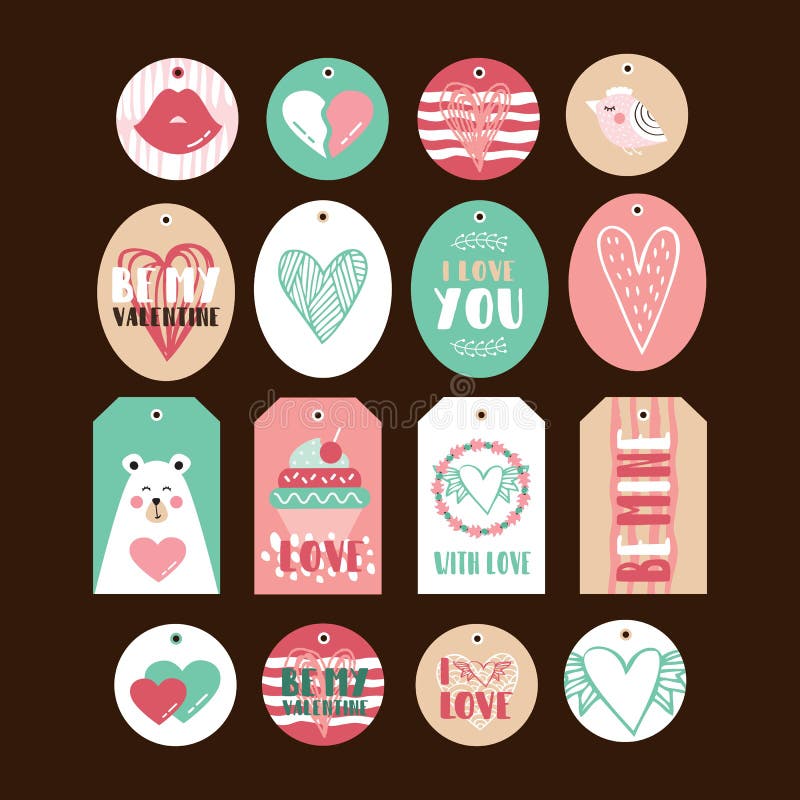 Reeks leuke giftmarkeringen stock illustratie Reeks leuke giftmarkeringen stock illustratie