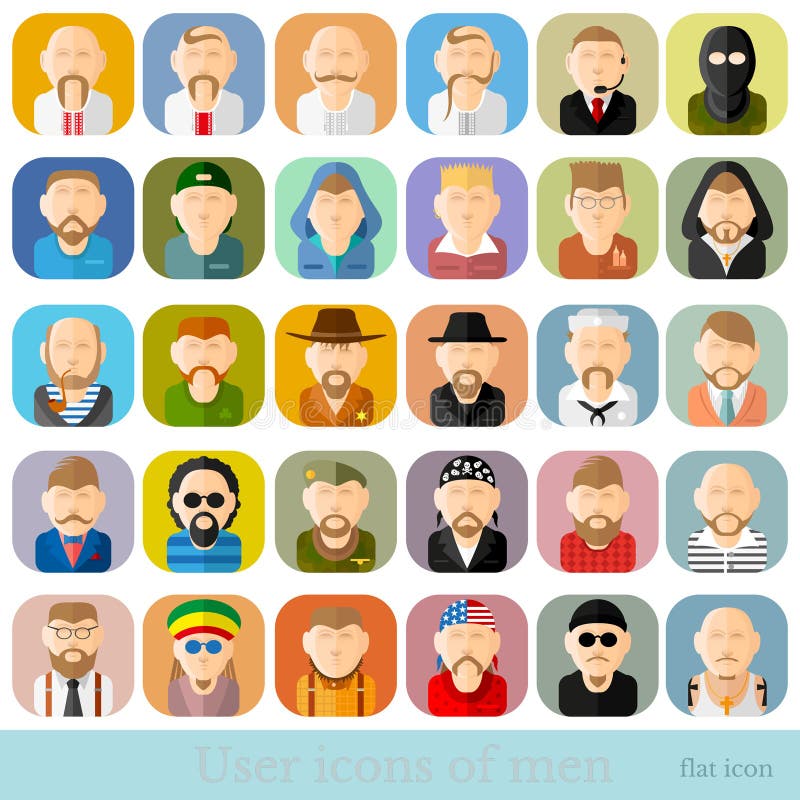 Reeks mensenpictogrammen in vlakke stijl Verschillende beroepen, leeftijd en nationaliteit vector illustratie Reeks mensenpictogrammen in vlakke stijl Verschillende beroepen, leeftijd en nationaliteit vector illustratie