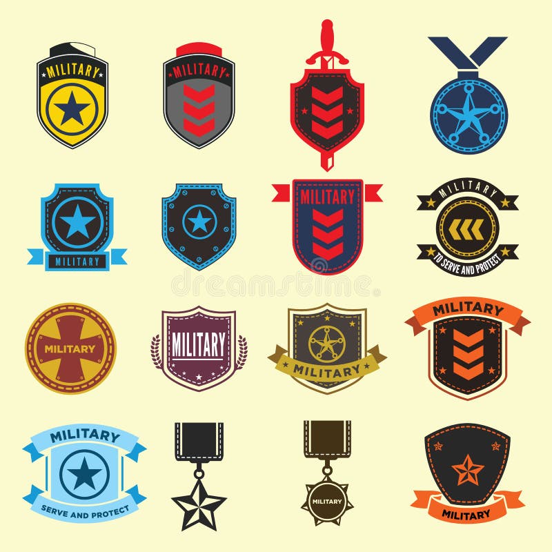 Set of military and armed forces badges. Illustration eps10. Set of military and armed forces badges. Illustration eps10