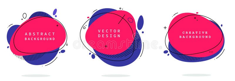 Reeks moderne abstracte vectorbanners Vlakke geometrische vormen van verschillende kleuren met zwart overzicht in het ontwerp van vector illustratie Reeks moderne abstracte vectorbanners Vlakke geometrische vormen van verschillende kleuren met zwart overzicht in het ontwerp van vector illustratie