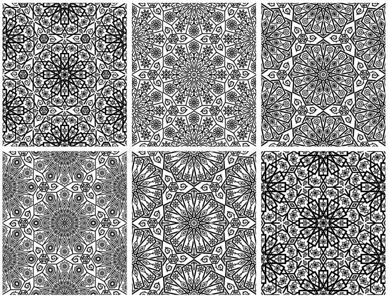 Reeks naadloze bloemenpatronen met traditioneel ornament vector illustratie Reeks naadloze bloemenpatronen met traditioneel ornament vector illustratie
