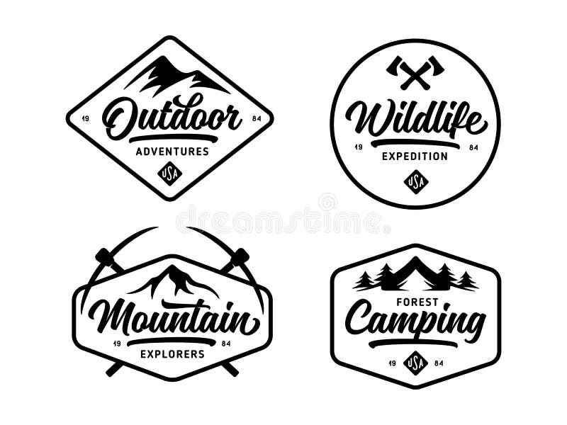 Reeks openlucht wilde het leven verwante emblemen van etikettenkentekens Vector uitstekende illustratie vector illustratie Reeks openlucht wilde het leven verwante emblemen van etikettenkentekens Vector uitstekende illustratie vector illustratie