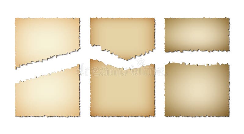 Reeks oude document gescheurde randen Grungetextuur van oud document op witte achtergrond Vector illustratie stock illustratie Reeks oude document gescheurde randen Grungetextuur van oud document op witte achtergrond Vector illustratie stock illustratie