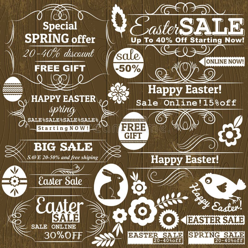 Set van paasuitverkoop labels, vector vector illustratie