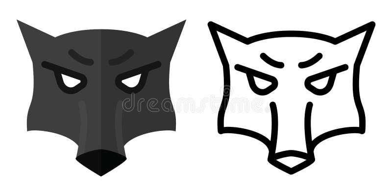 Reeks pictogrammen - emblemen in lineaire en vlakke stijl het hoofd van een wolf Vector illustratie royalty-vrije illustratie Reeks pictogrammen - emblemen in lineaire en vlakke stijl het hoofd van een wolf Vector illustratie royalty-vrije illustratie