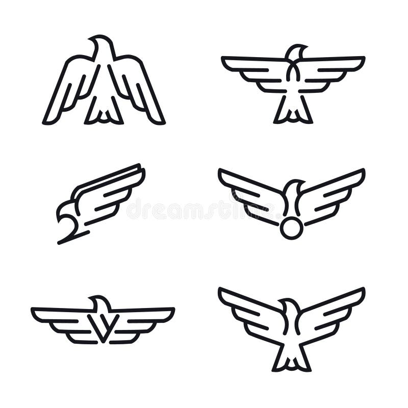 Reeks pictogrammen van de vogels roofdierdielijn, op witte achtergrond wordt geïsoleerd royalty-vrije illustratie Reeks pictogrammen van de vogels roofdierdielijn, op witte achtergrond wordt geïsoleerd royalty-vrije illustratie