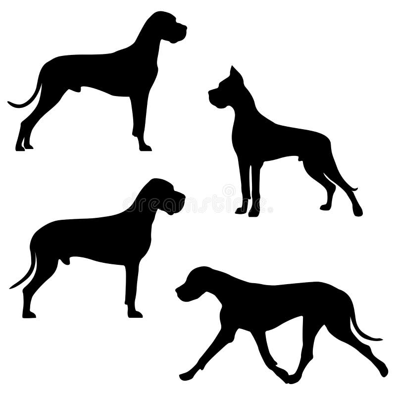 Reeks pictogrammen van great dane stock illustratie Reeks pictogrammen van great dane stock illustratie