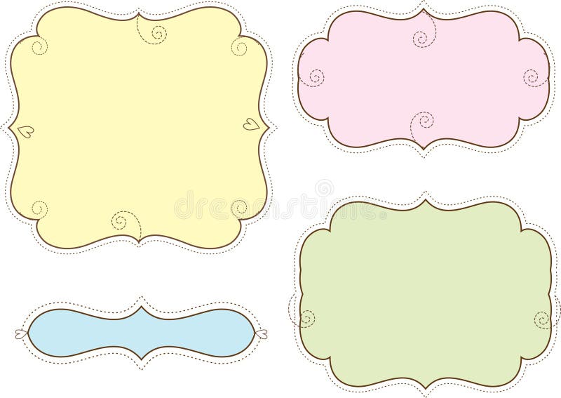 Set of colored retro vignette frames. Set of colored retro vignette frames