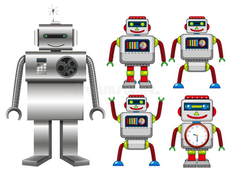 Reeks robotspeelgoed royalty-vrije illustratie Reeks robotspeelgoed royalty-vrije illustratie