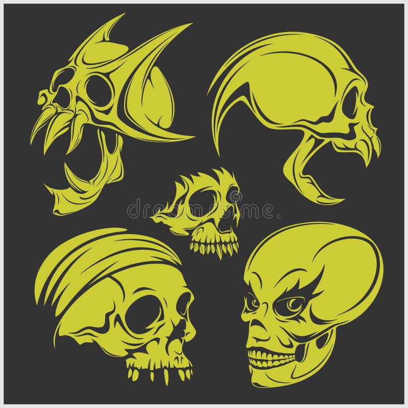 Reeks schedels Vector illustratie vector illustratie Reeks schedels Vector illustratie vector illustratie