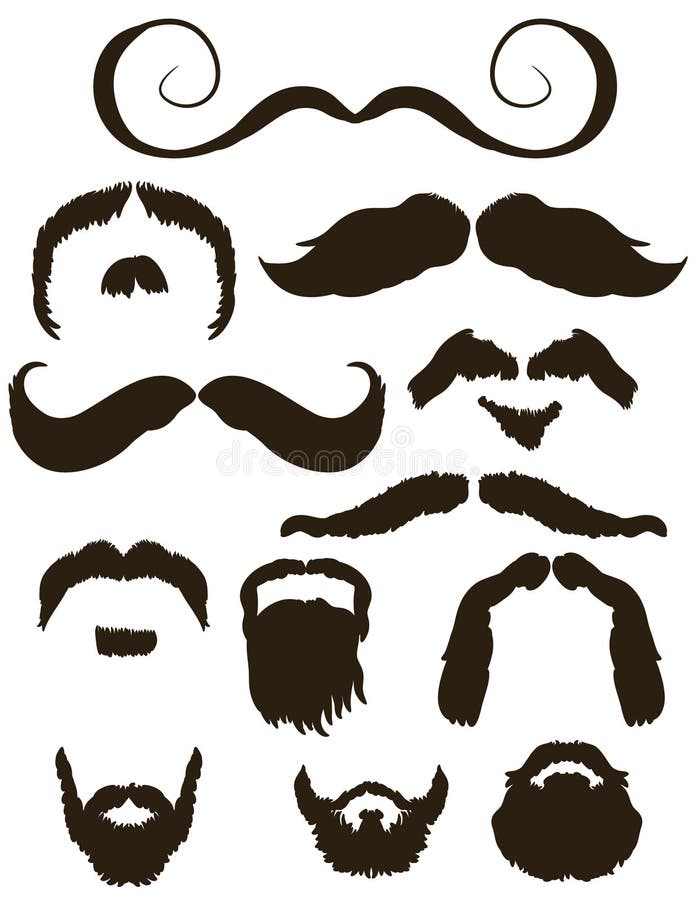 Reeks snor en baardsilhouetten stock illustratie Reeks snor en baardsilhouetten stock illustratie