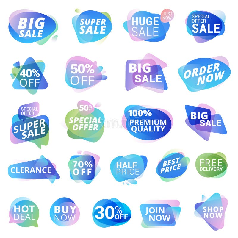 Reeks stickers en etiketten voor verkoop, productbevordering, speciale aanbieding, het winkelen royalty-vrije illustratie Reeks stickers en etiketten voor verkoop, productbevordering, speciale aanbieding, het winkelen royalty-vrije illustratie