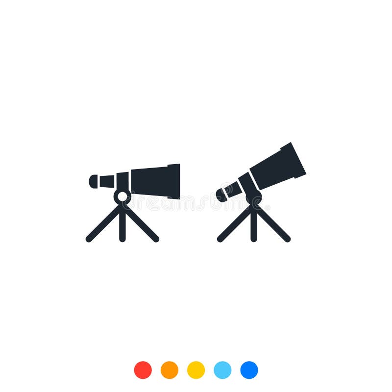 Reeks telescooppictogrammen, vector en illustratie stock illustratie