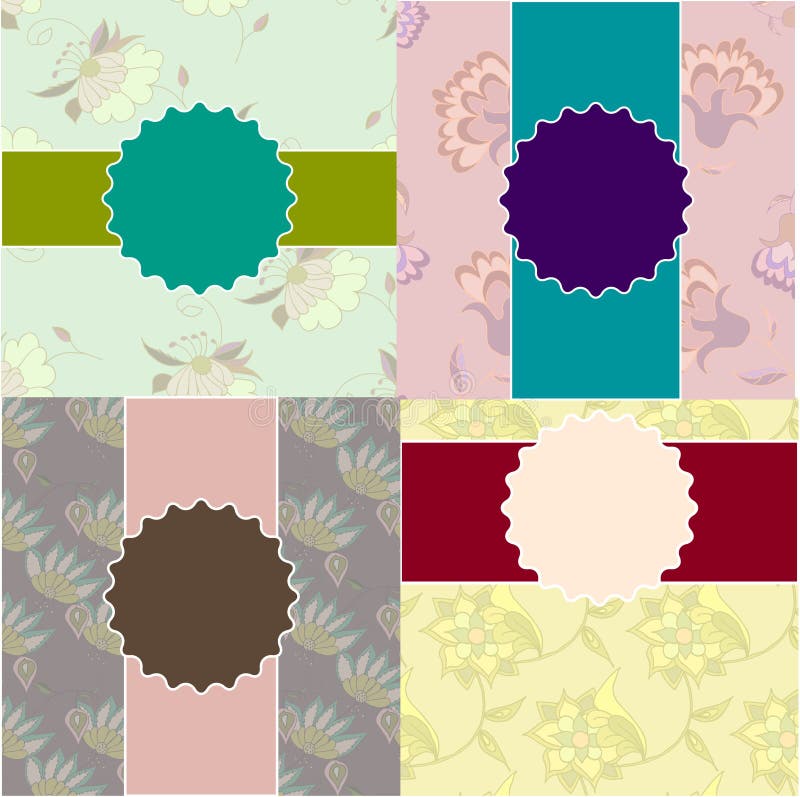 Reeks uitstekende bloemenmalplaatjes van de huwelijksuitnodiging vector illustratie Reeks uitstekende bloemenmalplaatjes van de huwelijksuitnodiging vector illustratie