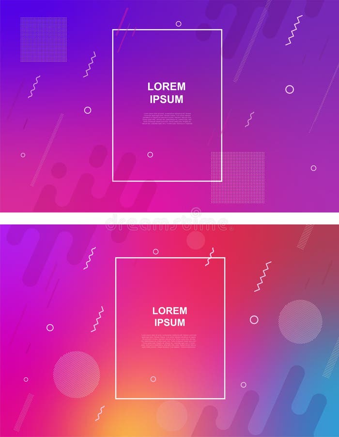 Reeks van abstracte minimalistic achtergrond met geometrische elementen, dynamische vormen, lijnen Gradiënt abstracte banners met stock illustratie Reeks van abstracte minimalistic achtergrond met geometrische elementen, dynamische vormen, lijnen Gradiënt abstracte banners met stock illustratie