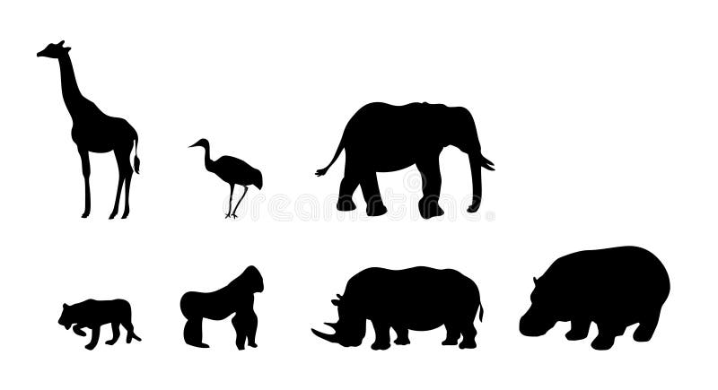 Reeks van Afrikaanse dierenvector royalty-vrije illustratie Reeks van Afrikaanse dierenvector royalty-vrije illustratie