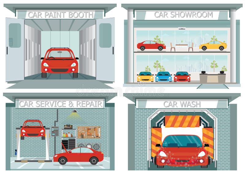 Reeks van autobenzinestation vector illustratie Reeks van autobenzinestation vector illustratie
