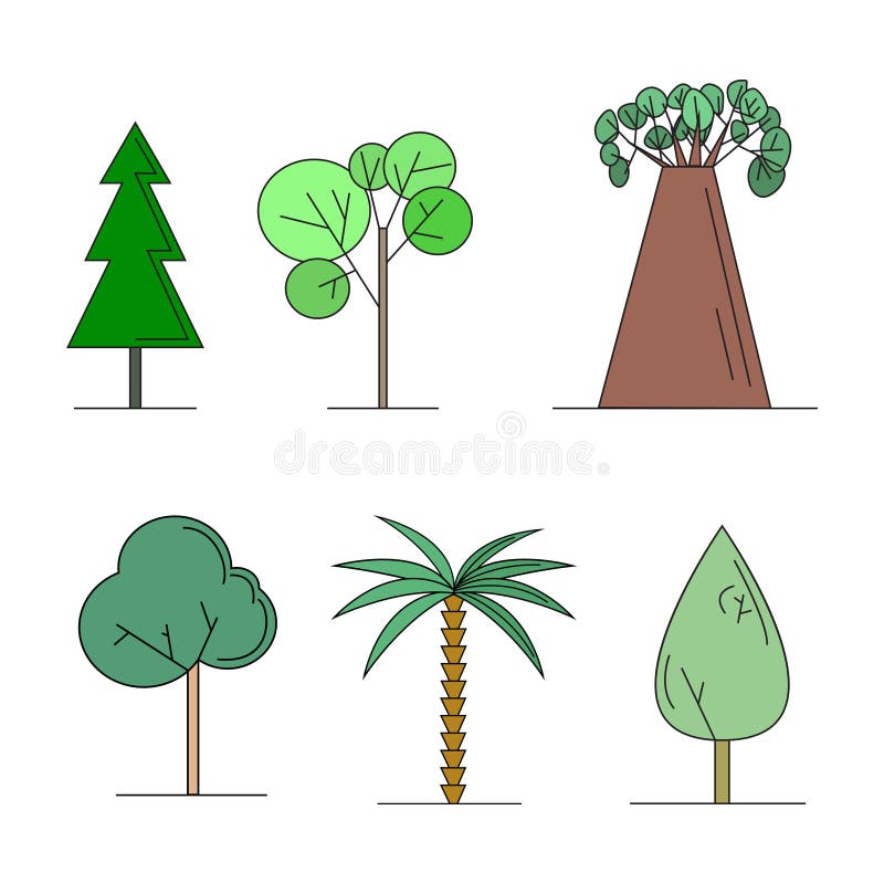 Reeks van bomen vectorillustratie stock illustratie Reeks van bomen vectorillustratie stock illustratie