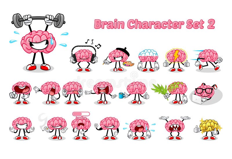 Reeks van Brain Cartoon Character 2