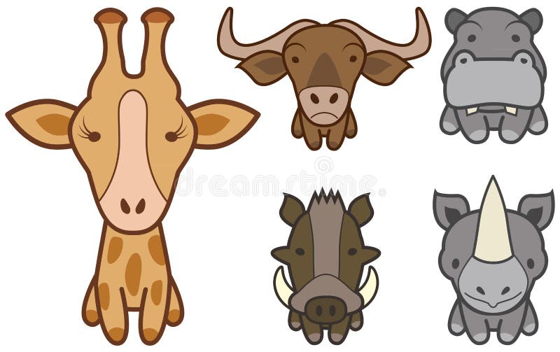 Reeks van de beeldverhaalwildernis of dierentuin dieren. royalty-vrije illustratie Reeks van de beeldverhaalwildernis of dierentuin dieren. royalty-vrije illustratie