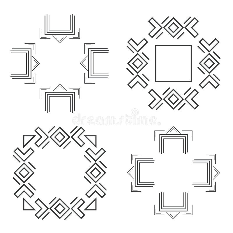 Reeks van de in geometrische inzameling van vormen hipster kaders stock illustratie Reeks van de in geometrische inzameling van vormen hipster kaders stock illustratie