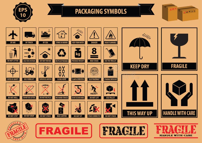 Reeks van de Verpakking van Symbolen vector illustratie Reeks van de Verpakking van Symbolen vector illustratie