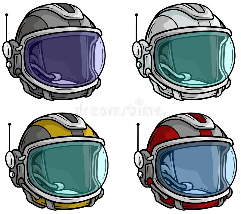 Reeks van het de helm vectorpictogram van de beeldverhaalastronaut de ruimte royalty-vrije illustratie Reeks van het de helm vectorpictogram van de beeldverhaalastronaut de ruimte royalty-vrije illustratie